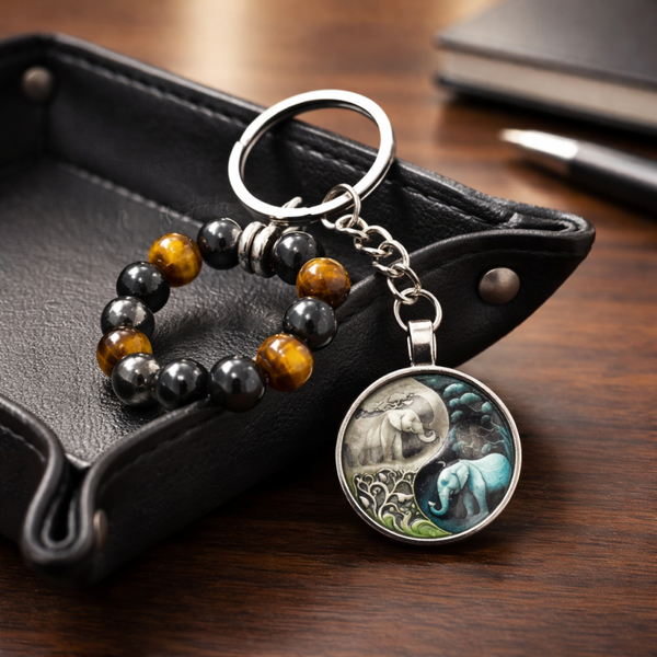 Porte clé éléphant  triple protection