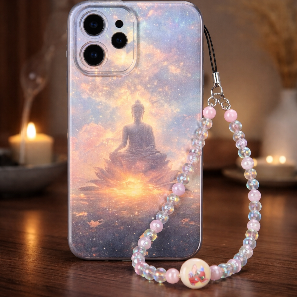 Bijoux téléphone sélénite arc en ciel et aqua aura