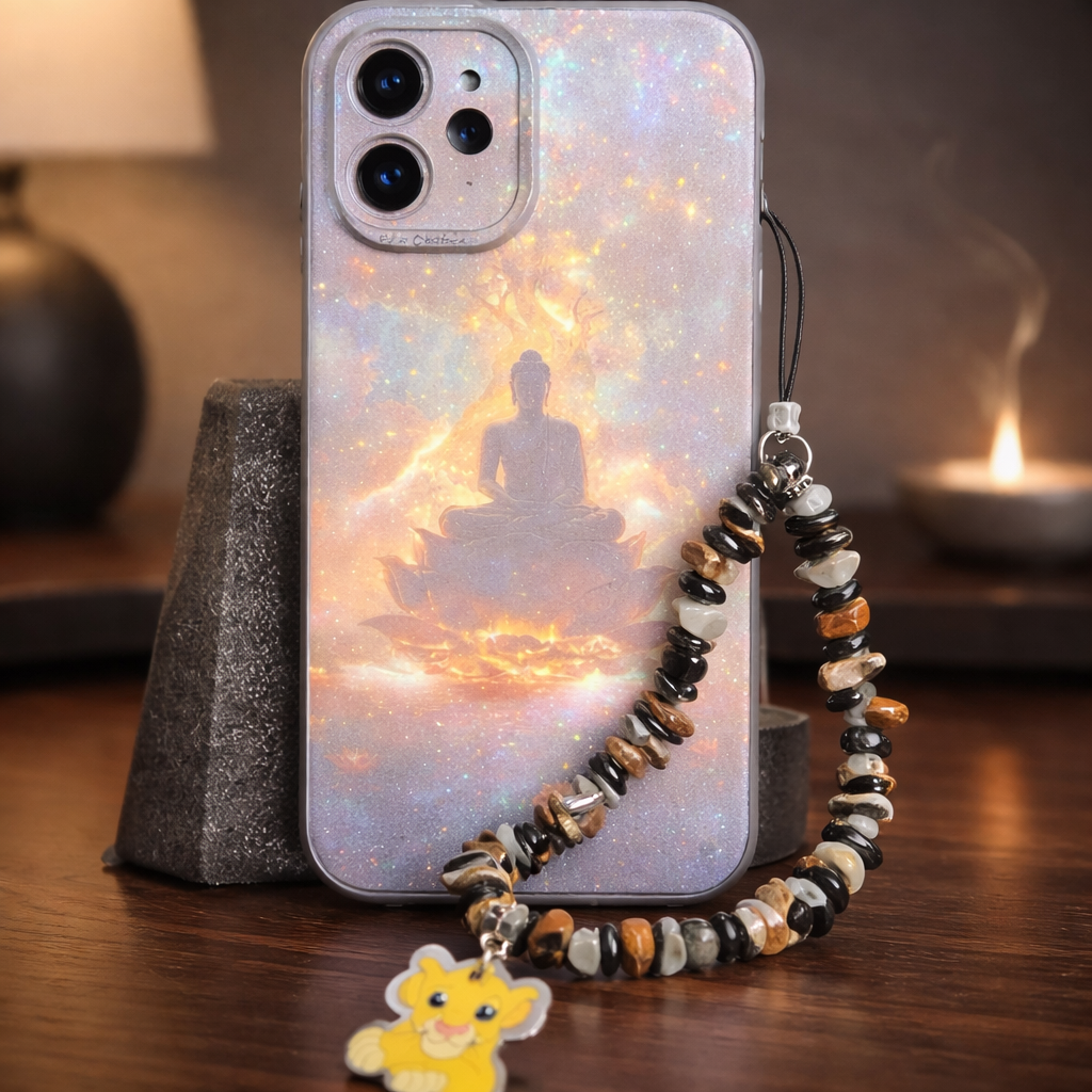 Bijoux téléphone œil de tigre,labradorite et tourmaline