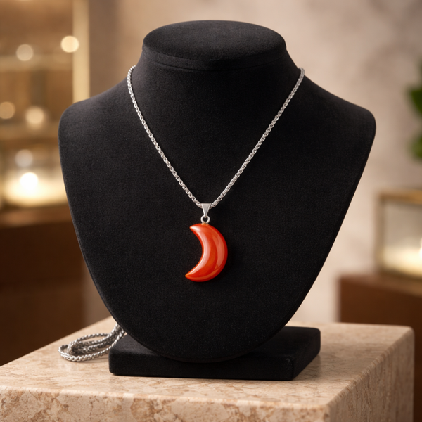 Pendentif lune en cornaline