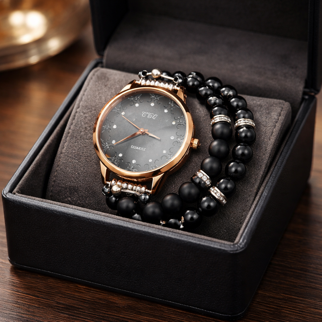 Montre double onyx Matt et agate