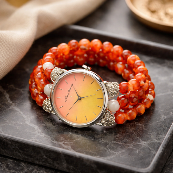 Montre 4 bracelets en cornaline
