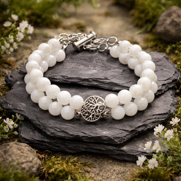 Bracelet double labradorite blanche