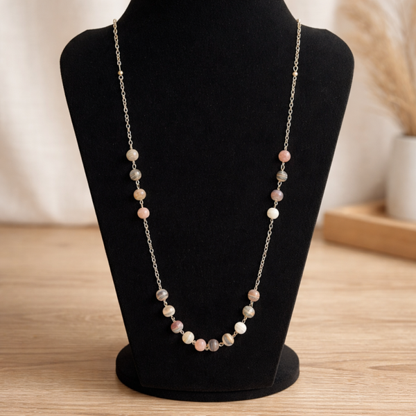 Chaîne sautoir  agate du botwsana