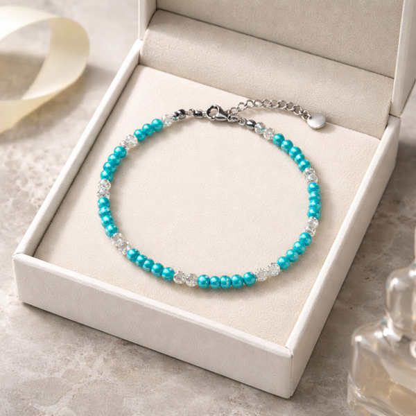 Bracelet réglable turquenite et cristal de roche