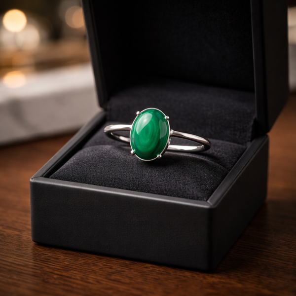 Bague réglable malachite