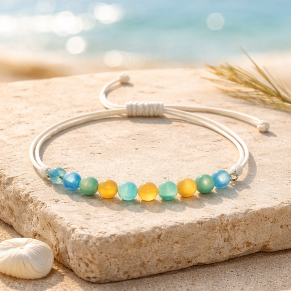 Bracelets réglable en cordons sélénite arc en ciel