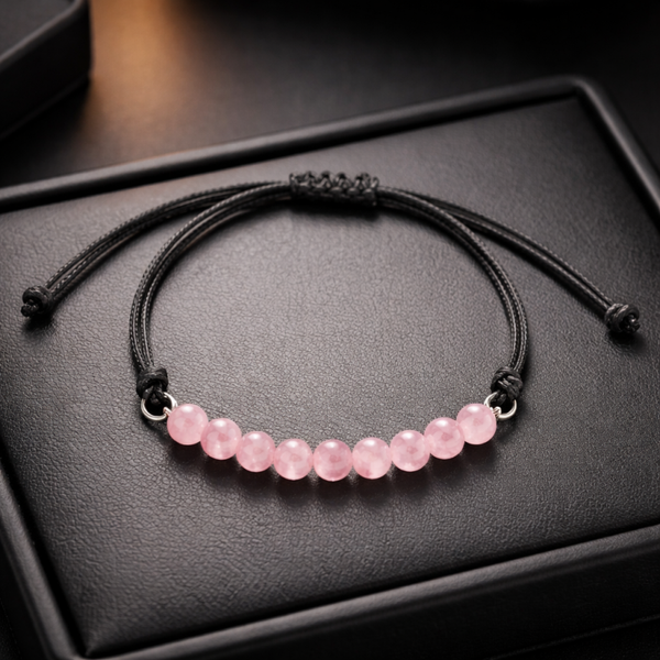 Bracelet réglable cordon quartz rose
