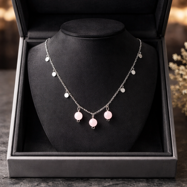 Chaîne pendentif rond avec pierre Kunzite