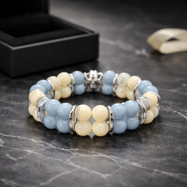 Bracelet double angelite et nacre