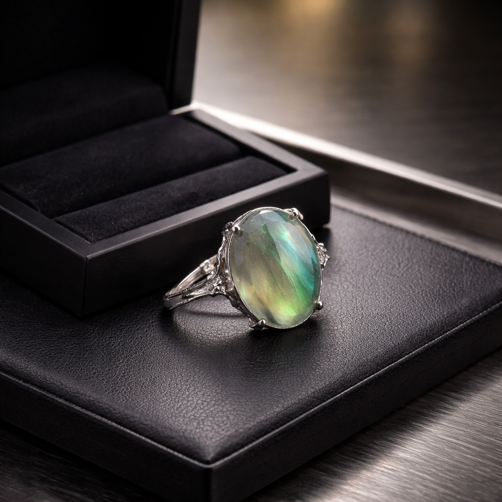 Bague réglable en labradorite