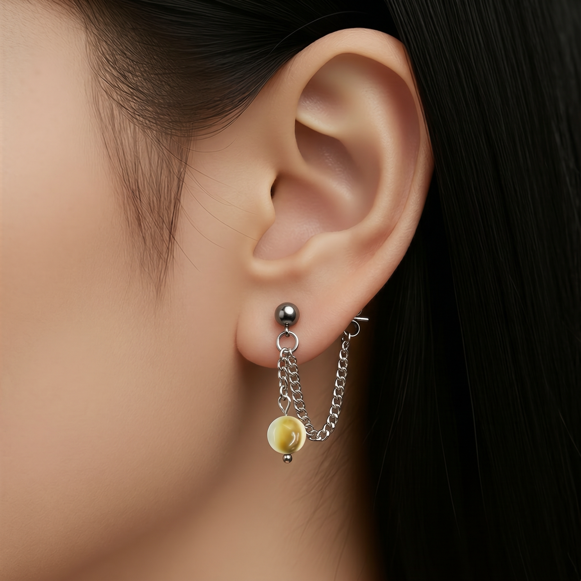 Boucle d’oreilles chaînettes œil de st Lucie