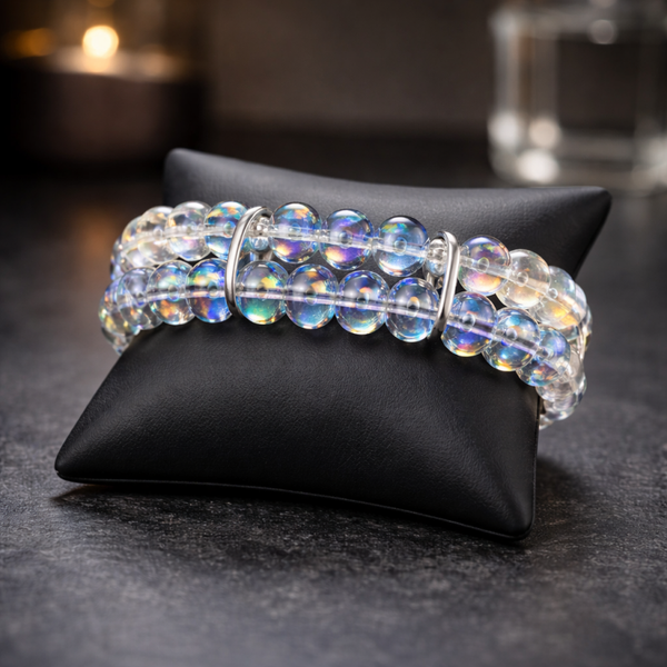 Bracelet double aqua aura angel et bleu