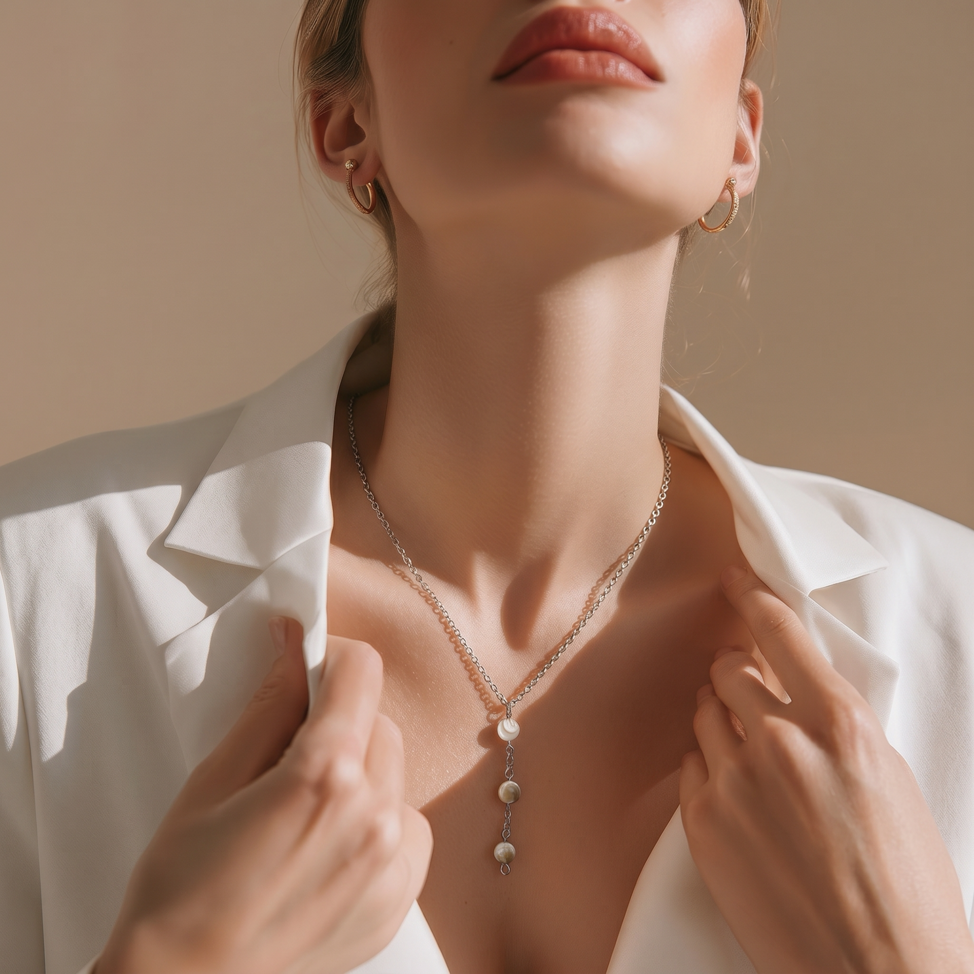 Chaîne fine accompagner de perles de sainte lucie