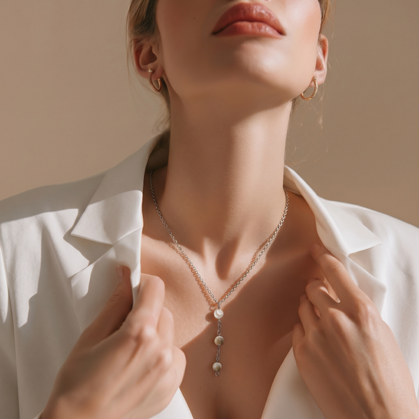 Chaîne fine accompagner de perles de sainte lucie