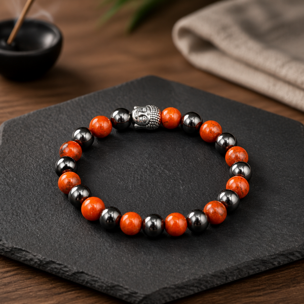 ✨ Bracelet Jaspe Rouge & Hématite ✨ 🌙 Soutien naturel pour les jambes sans repos