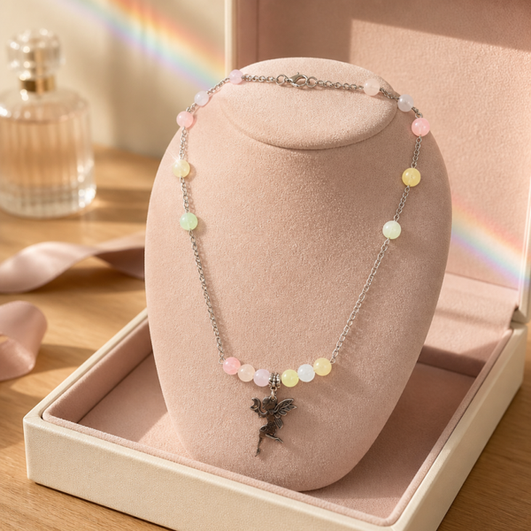 Collier chaîne sélénite arc en ciel