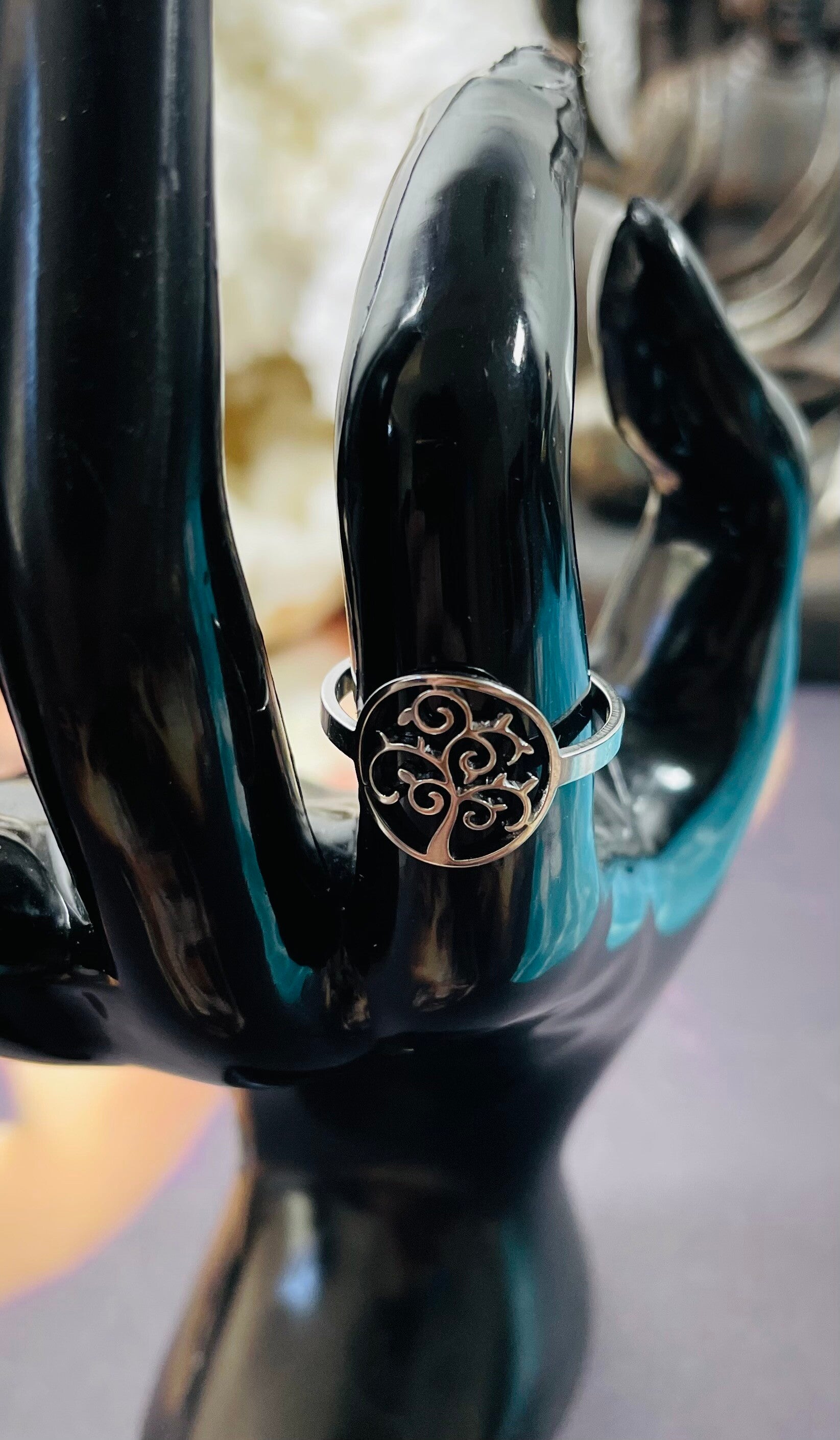 Bague réglable arbre de vie modèle argenté