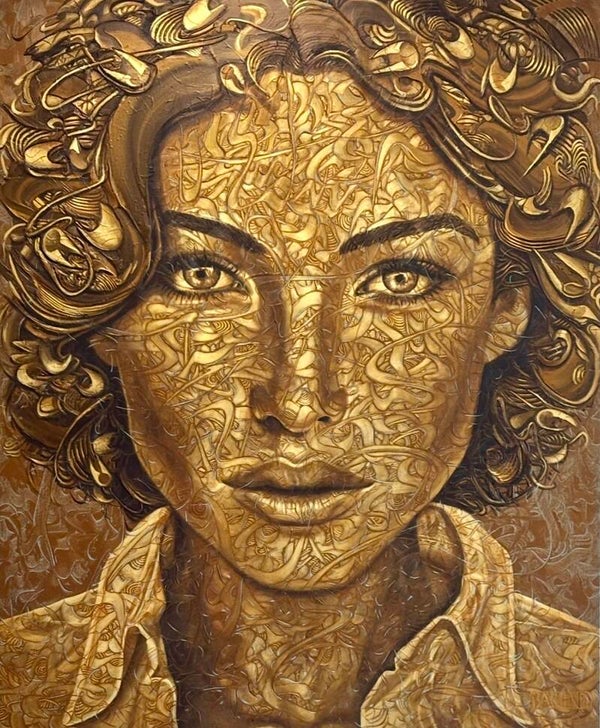 Nika - original painting from THE JEWELER'S DAUGHTERS series - 180x150x4 cm 70,9x59x1,6" - Acrylics on canvas
