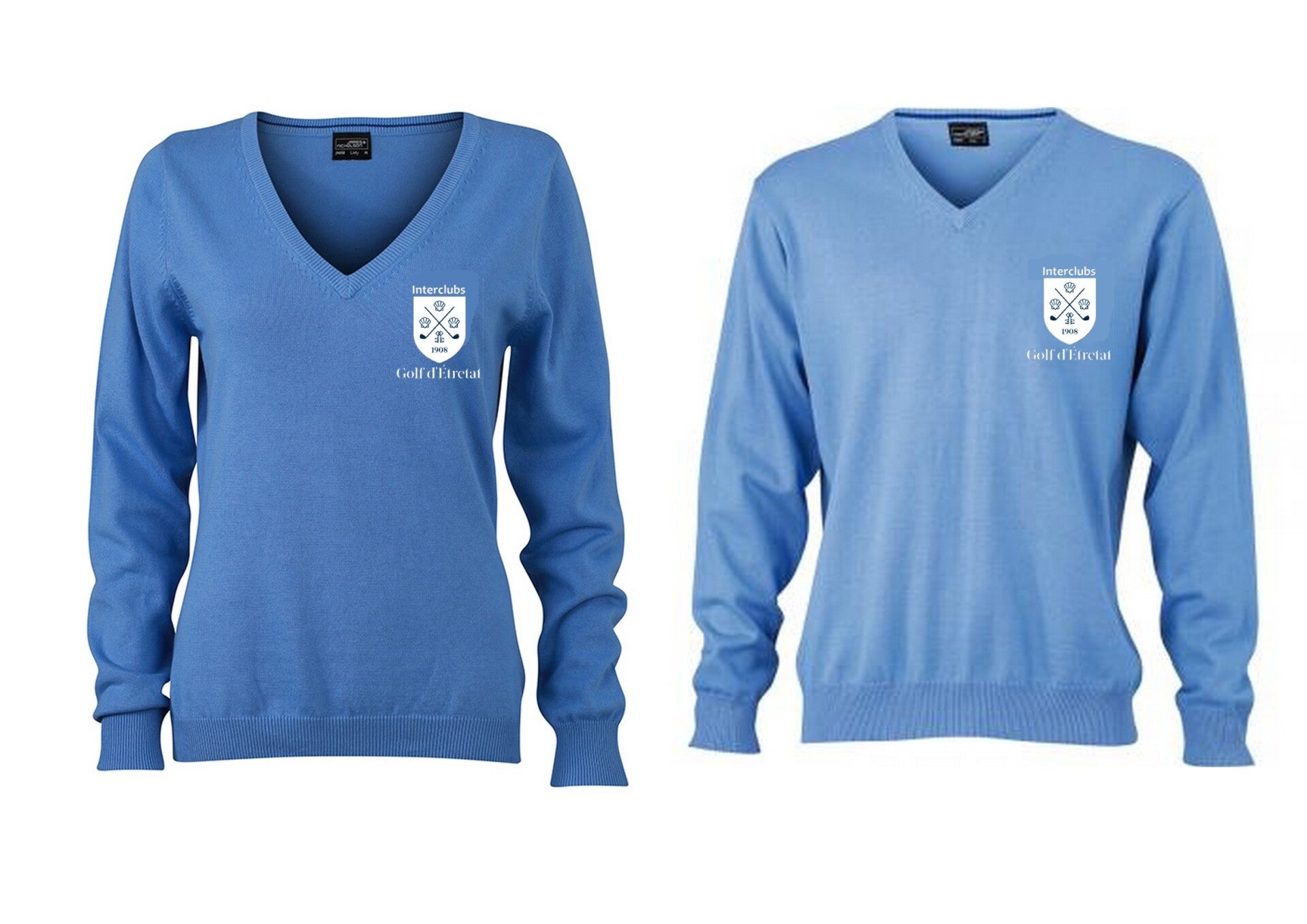 Pull col V-JAMES NICHOLSON Bleu glacier femme