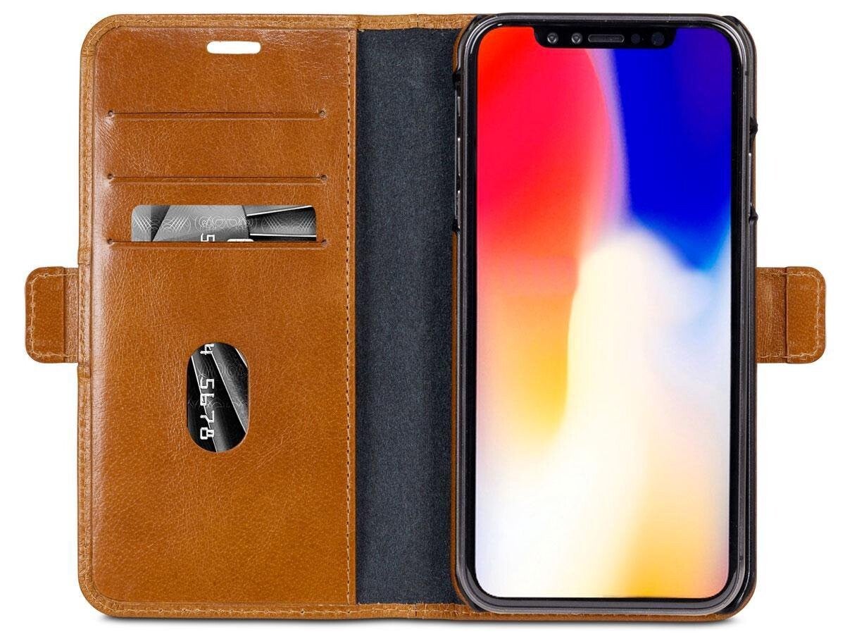 iPhone Xs Max Bookcase hoesje - dbramante1928 - Effen Cognac - Leer