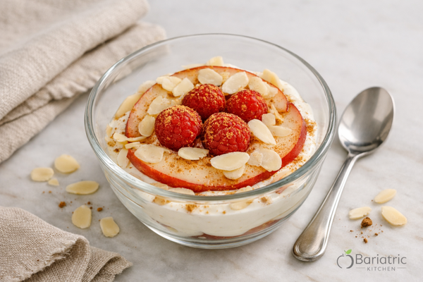 Silk‑Steeped Oats with Summer Fruit & Vanilla Protein Cream