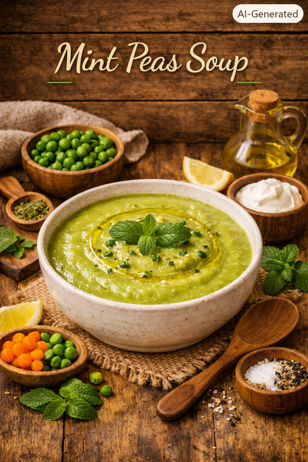 Delicious mint peas soup