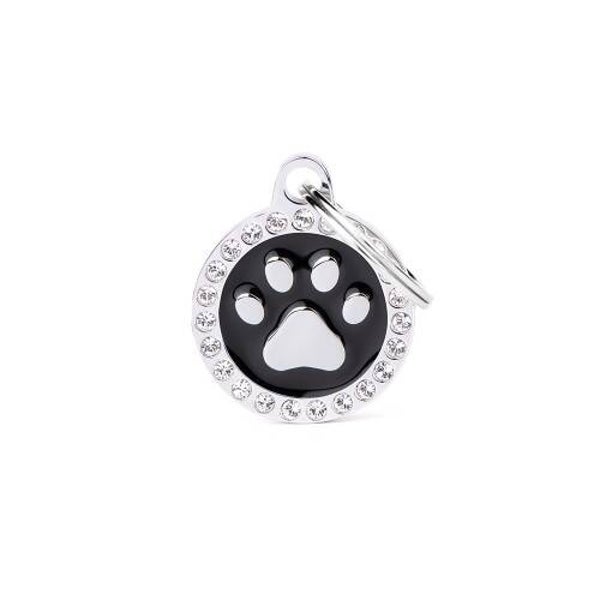 Zwart pootafdruk met strass stenen