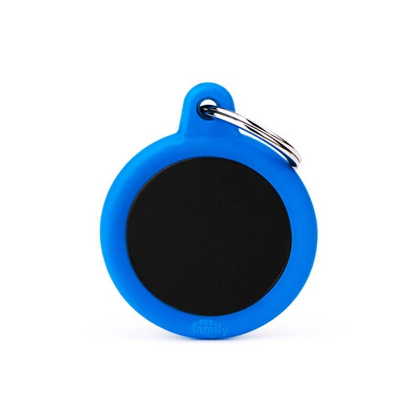 Rond zwart met blauw beschermrubber