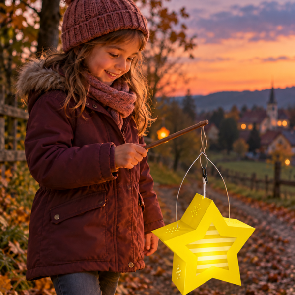 Gelbe Sternlaterne – Bastelset inklusive LED-Stab