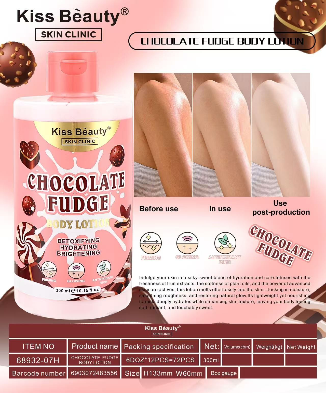body milk chocolate kiss beauty 300ml