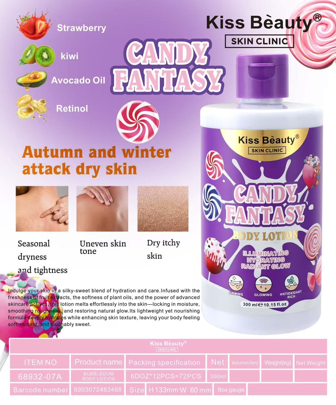 BODY LOTION CANDY FANTASY 300ML. KISS BEAUTY