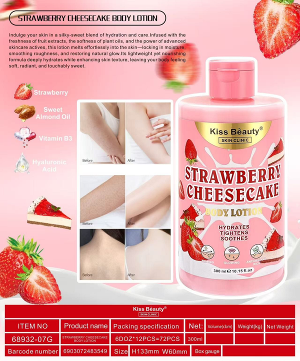 BODY LOTION STRAWBERRY CHEESECAKE 300ML. KISS BEAUTY