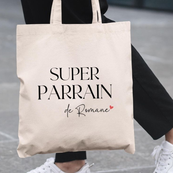 Tote Bag Parrain & Marraine – 38 × 42 cm