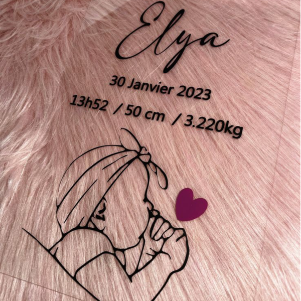 Plaque Acrylique Personnalisée – Format A4 | Souvenir de Naissance 👶💖