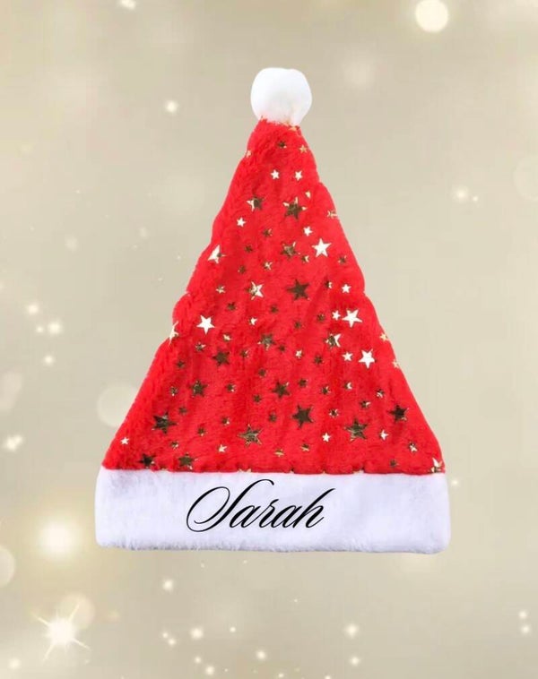 🎅✨ Bonnet de Noël tout doux avec étoile et prénom personnalisé ✨🎅