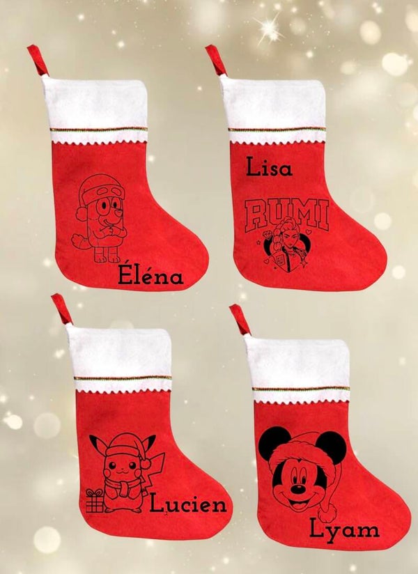 🎄 Chaussette de Noël personnages préférés personnalisée 🎅✨