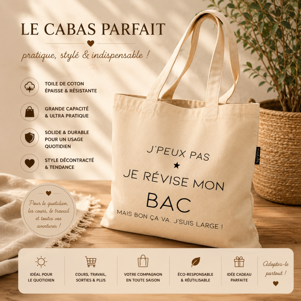 TOTE BAG "J'peux pas, je révise mon BAC"