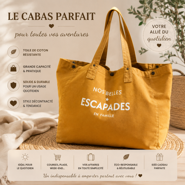 GRAND SAC CABAS "Escapades en Famille"