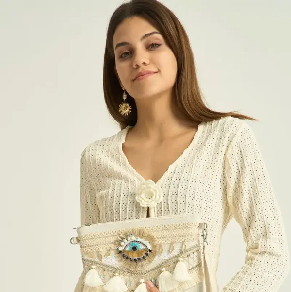 POCHETTE BOHEME BEIGE OEIL