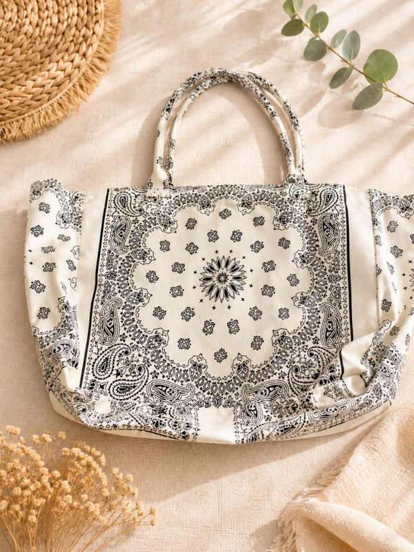 SAC CABAS BANDANA BEIGE