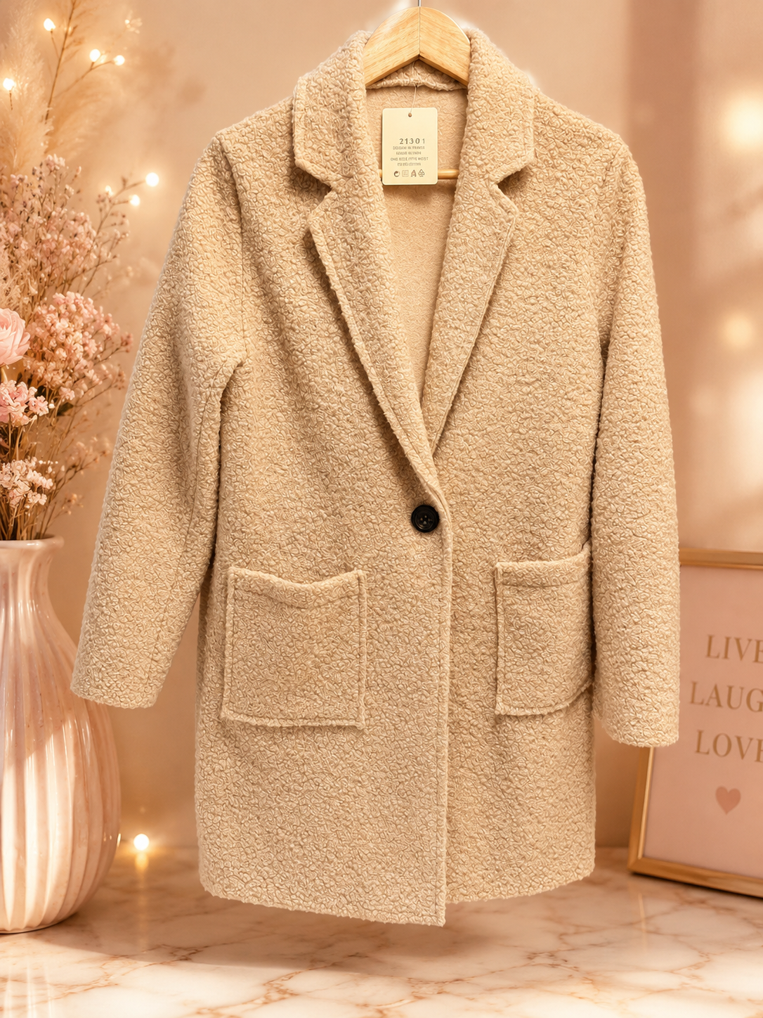 MANTEAU BOUCLE BEIGE
