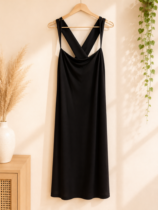 ROBE NOIRE BRETELLES CROISEES