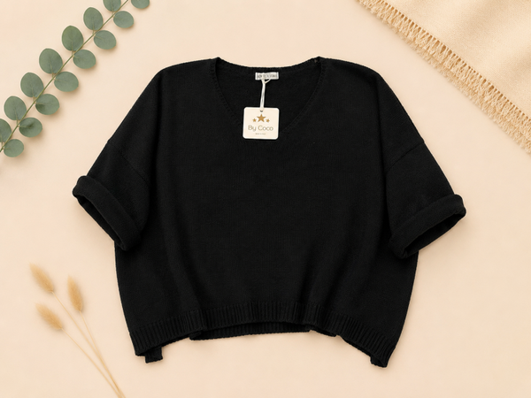 PULL COL V NOIR