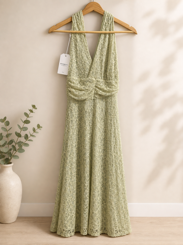ROBE LONGUE DENTELLE VERTE