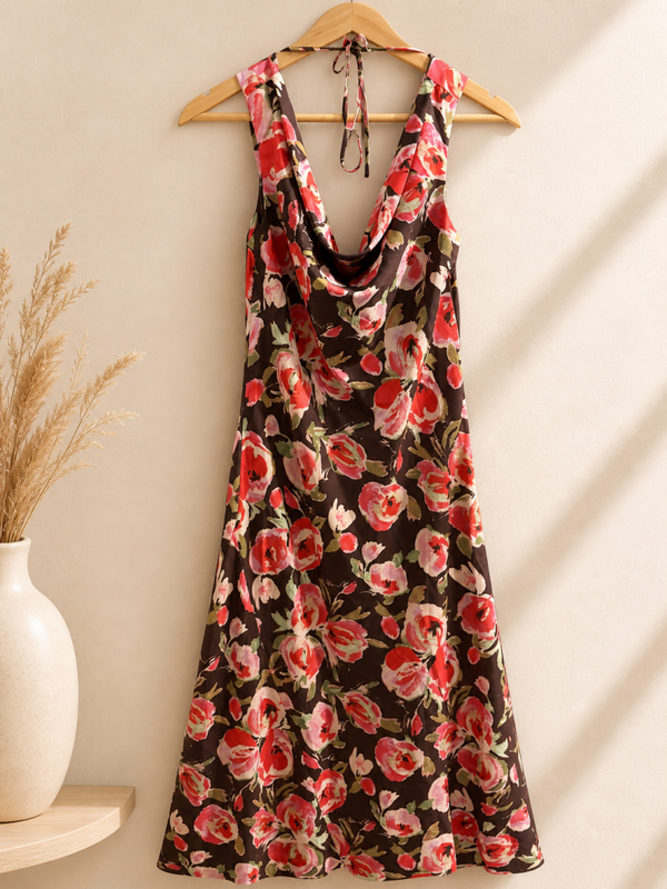 ROBE FLEURIE COL BATEAU