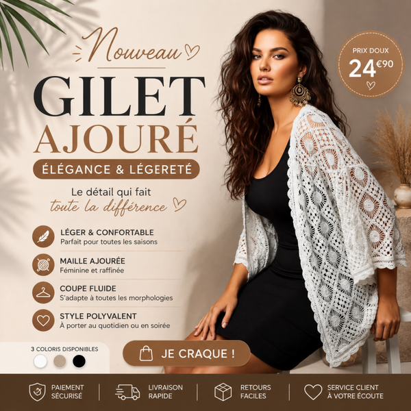 GILET AJOURE 2 COLORIS
