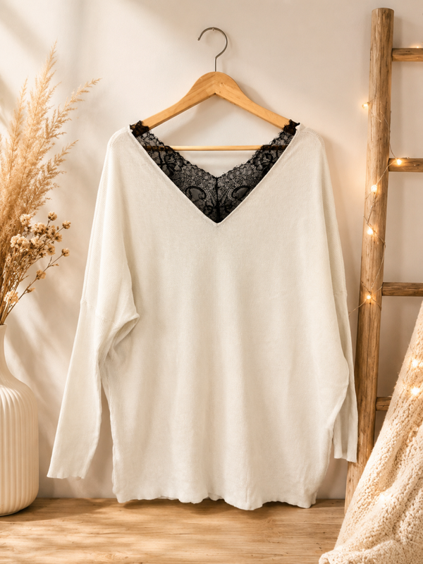 PULL CORDON DOS ET DENTELLE