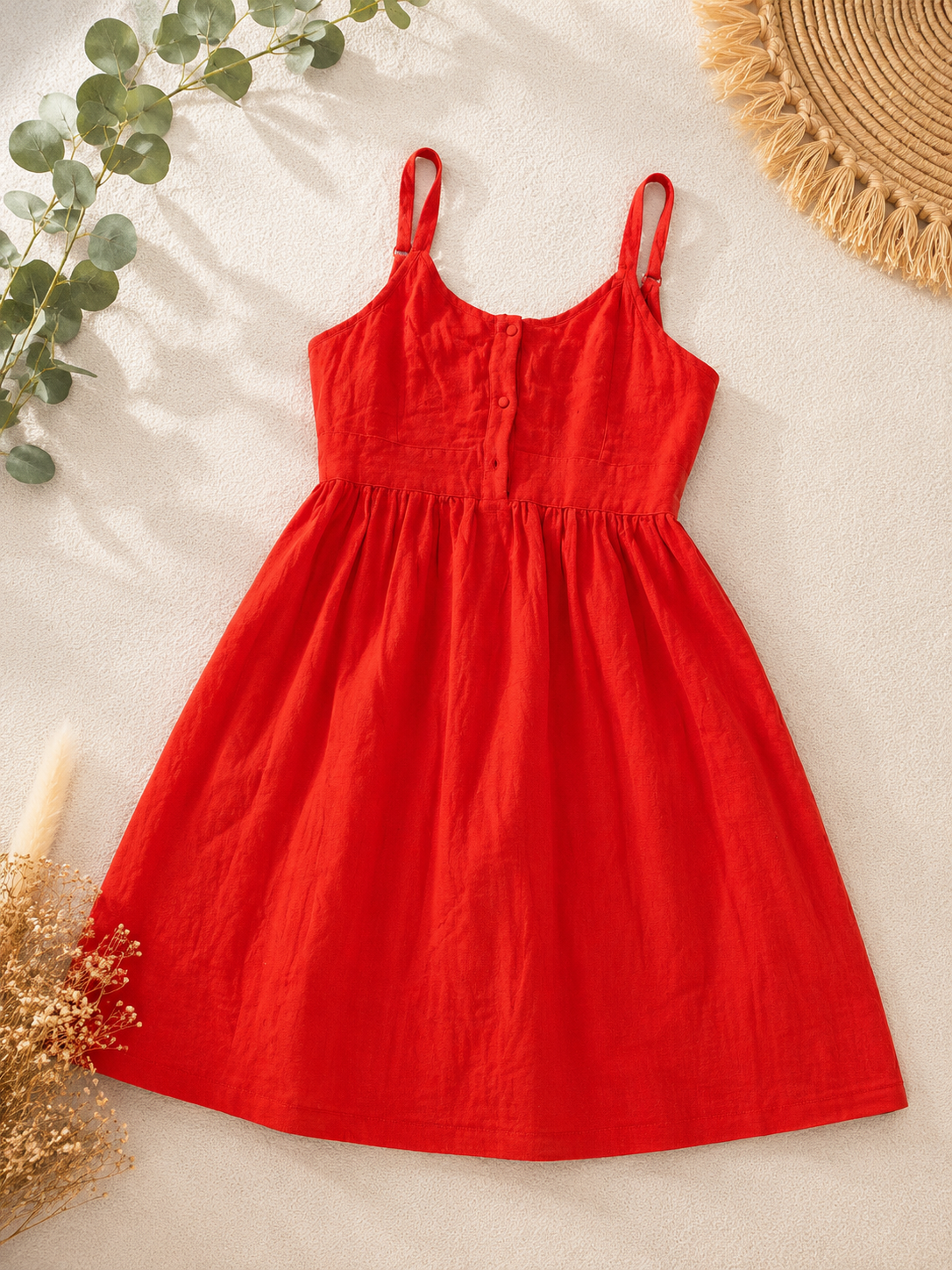 ROBE A BRETELLES ROUGE