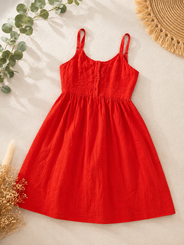 ROBE A BRETELLES ROUGE